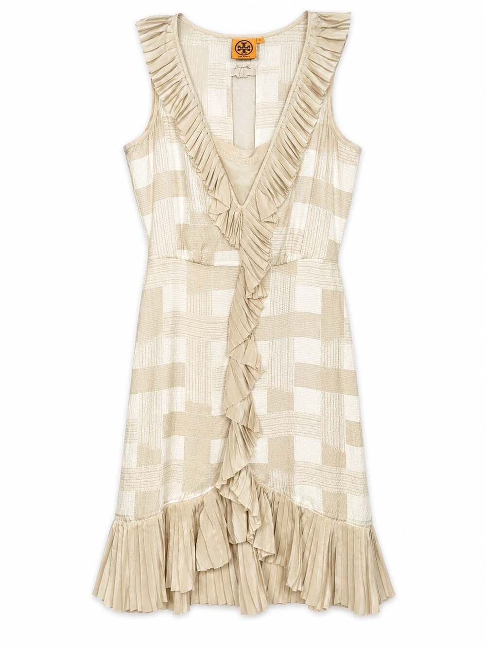 Tory Burch Janetta Ruffle Pleated Silk Dress Size 2 (q1)